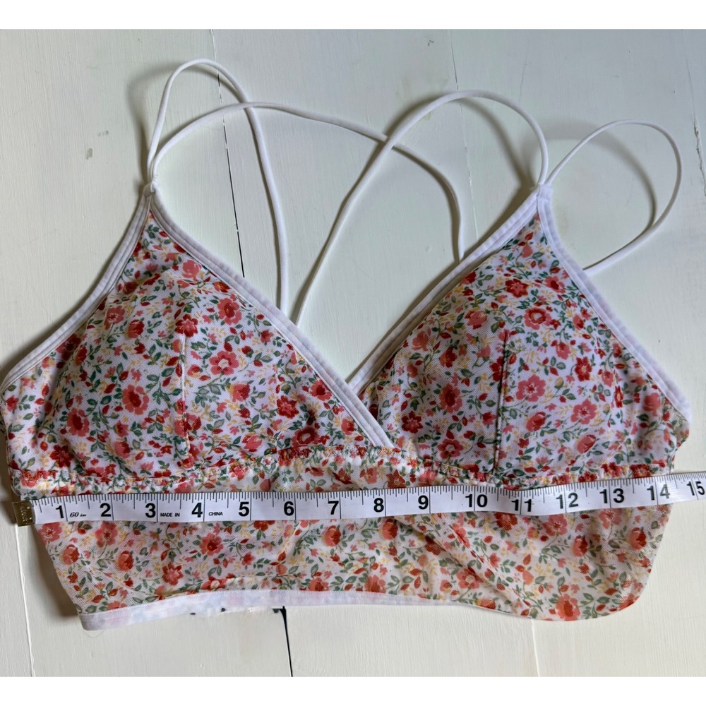 "Peach Petal Crush" Gilly Hicks Floral Mesh Bralette Coquette Aesthetic Large - Picture 6 of 7